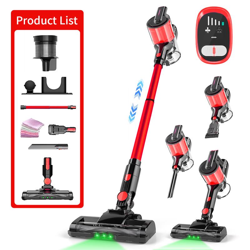 Red Cordless Lightweight Handheld Vacuum Cleaner With Anti