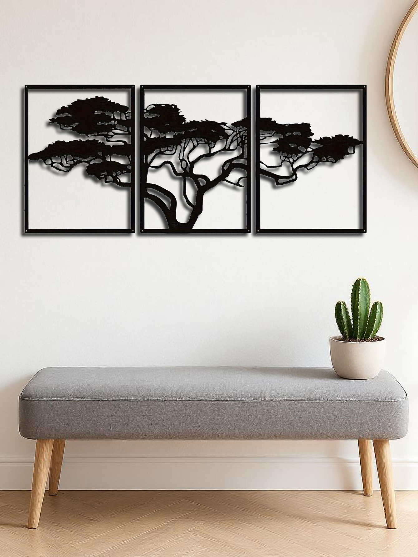Set Of 3 Black Metal Tree Of Life Wall Arts,Stunning Boho