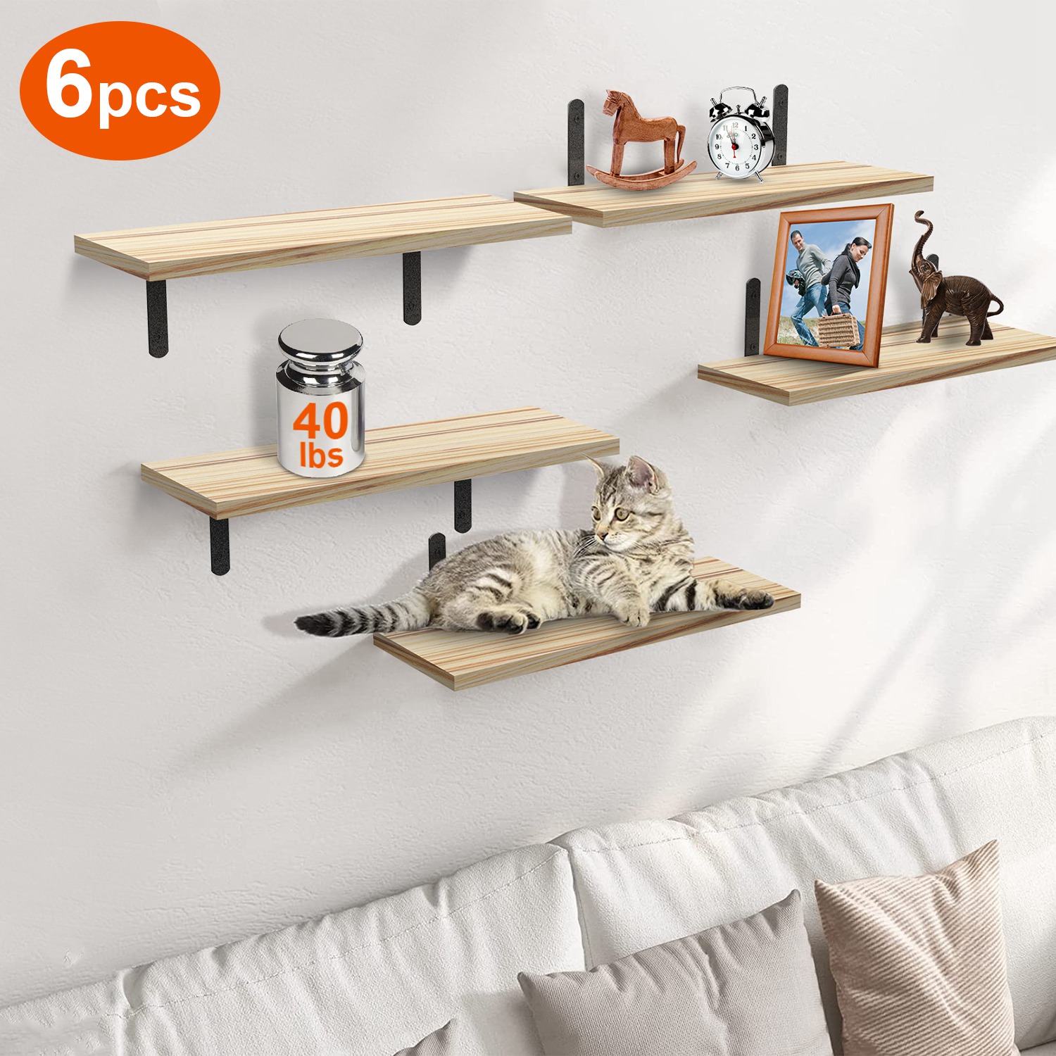 6 Sets Floating Shelves 15.74x5.74inch Wall Mounted Shelves