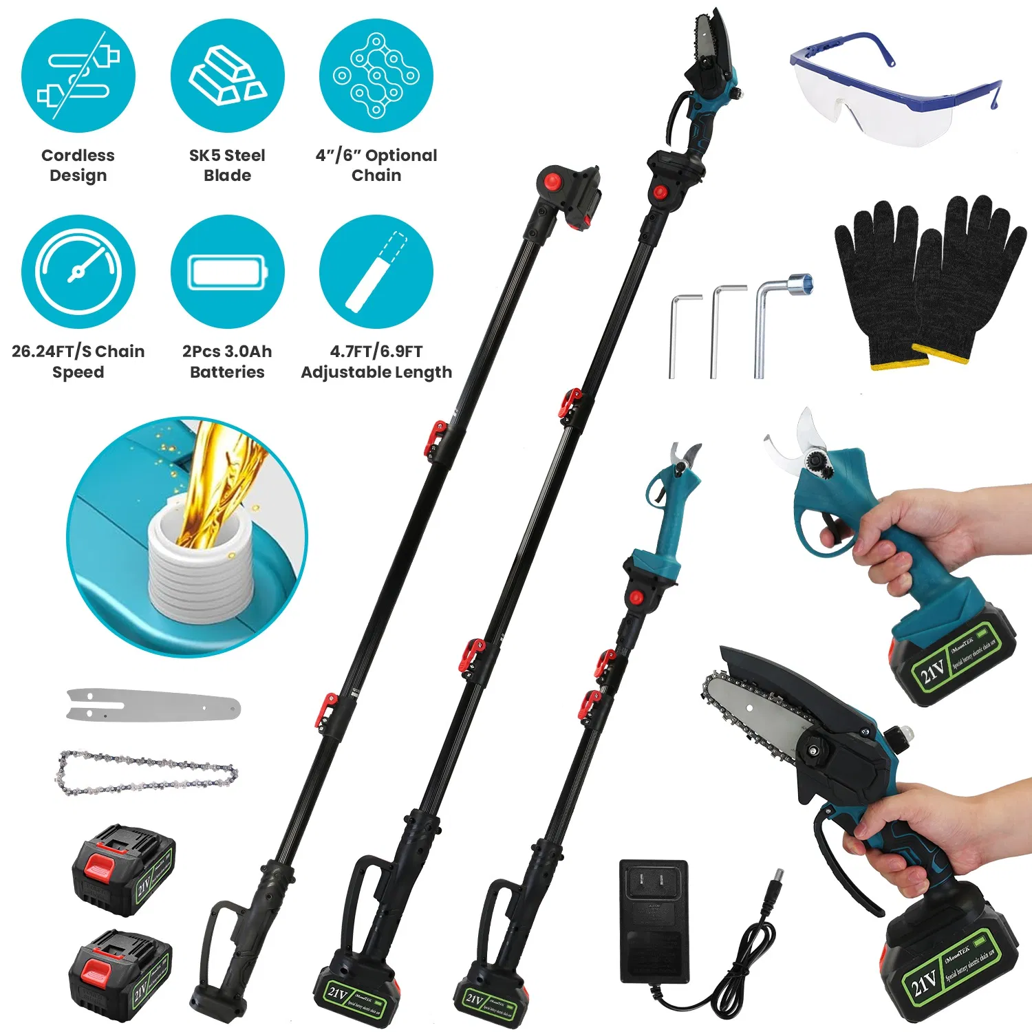 4 In 1 Cordless Pruning Shear And Electric Chainsaw With Max