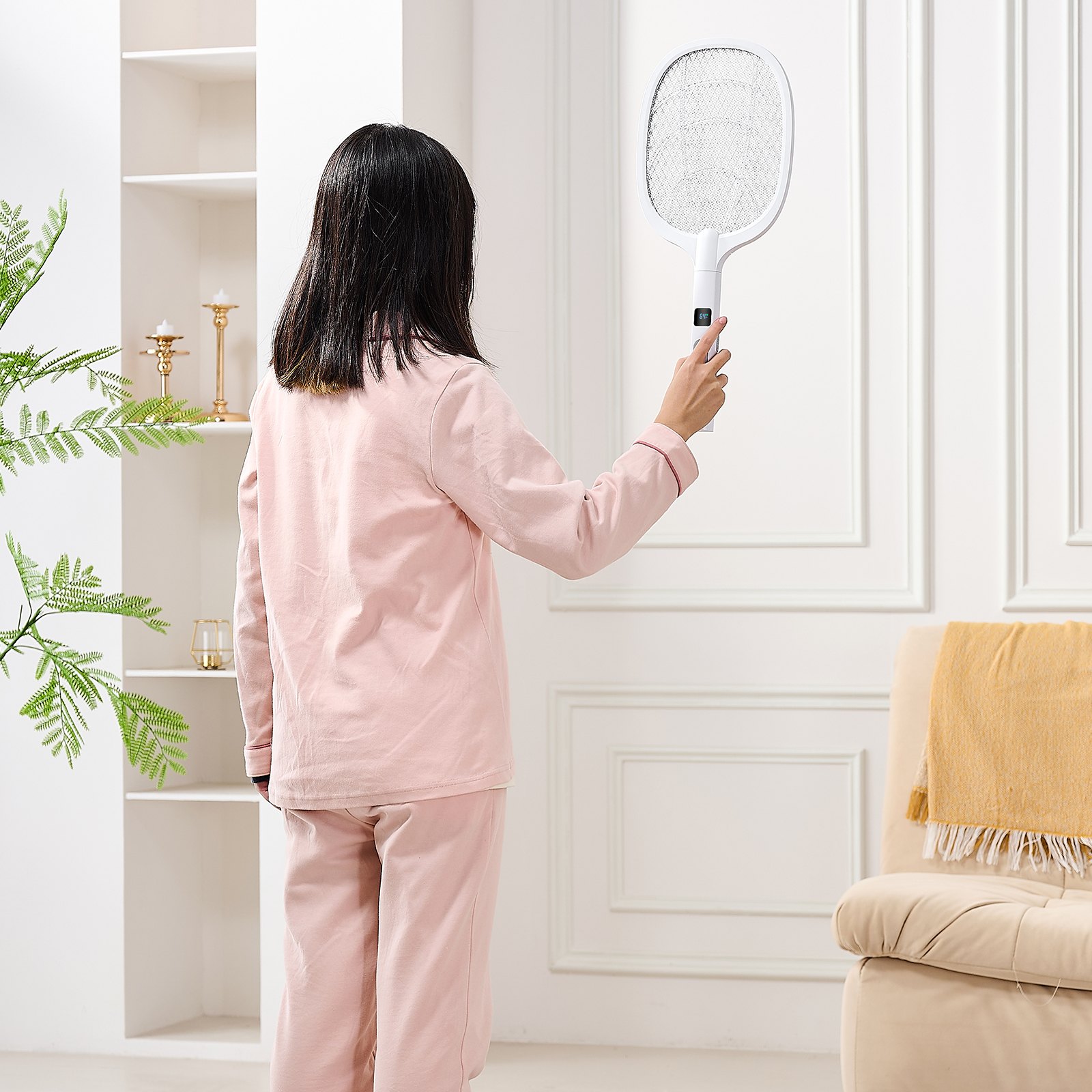 Electric Fly Swatter 3 Layers Mesh & Screen Display 1500mah