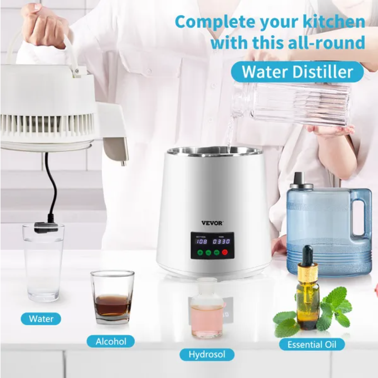 1.1gal Water Distiller, 0.3gal H, 750w Distilled Water Maker