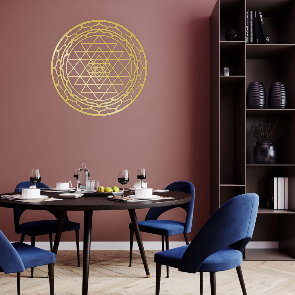 Sacred Geometry Metal Wall Art Handcrafted Yantra Mandala Decor