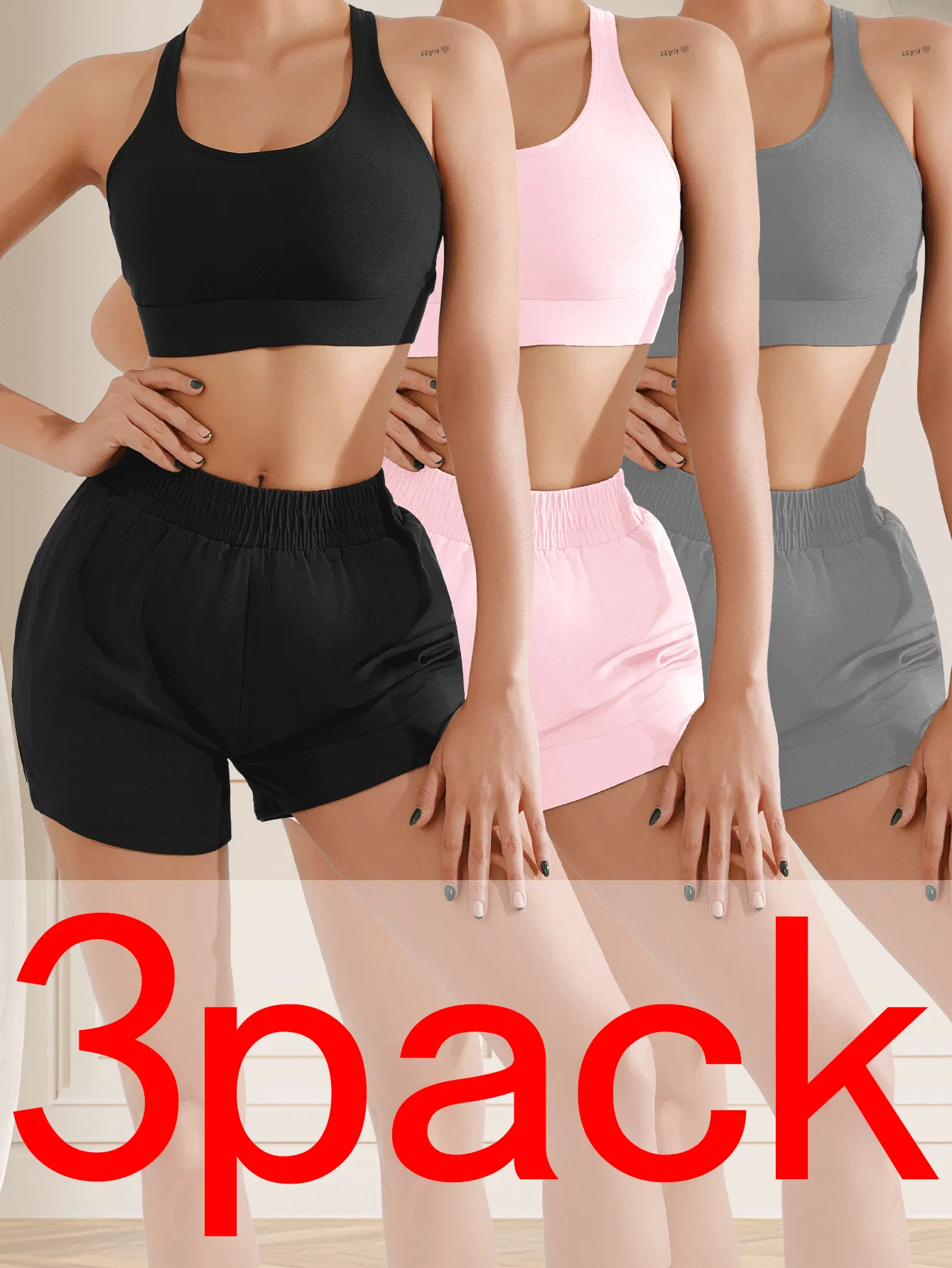 3pcs Cooling Quick Dry Workout Shorts Breathable, Loose Fit,