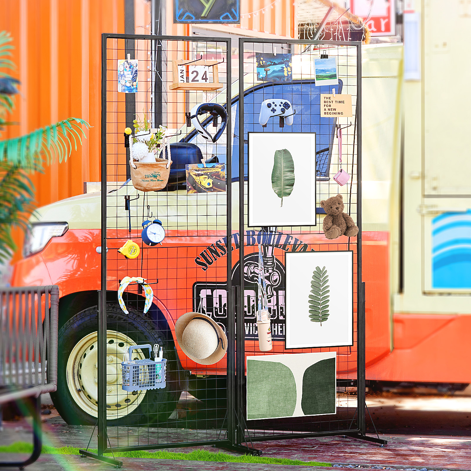 2' X 5.6' Grid Wall Panels Tower, 2 Packs Wire Gridwall Display