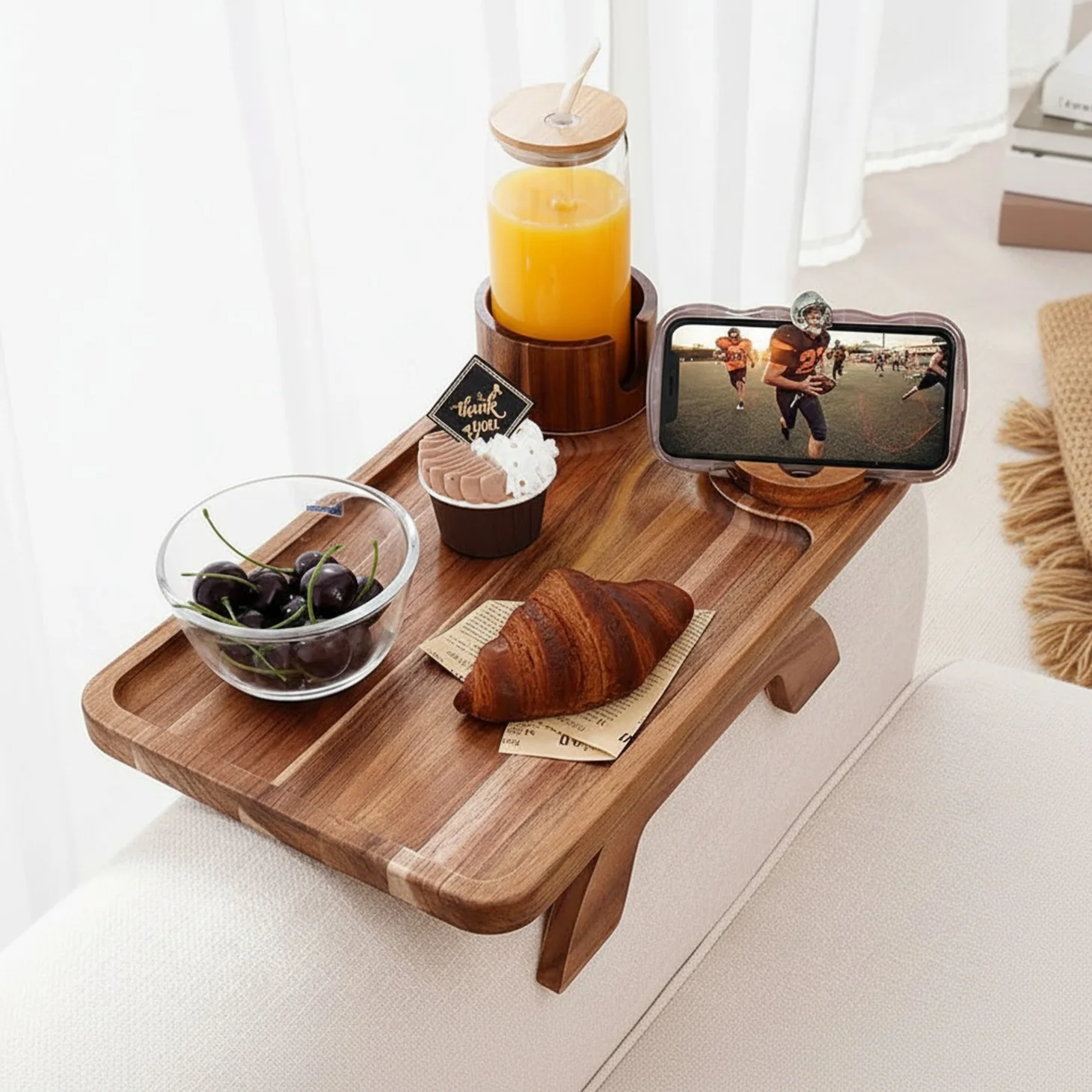 Sofa Armrest Tray And Three In One Clip On Desktop Tv Tray With