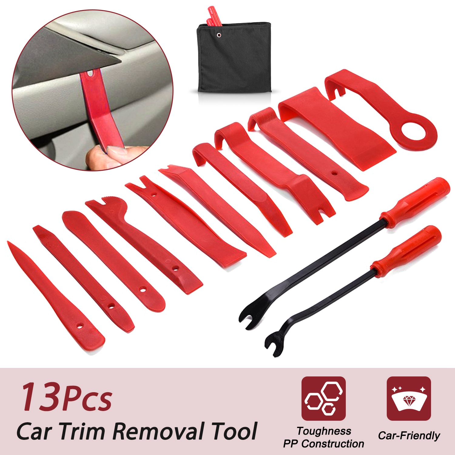 13 Pcs Car Trim Removal Tool Auto Door Panel Clip Dash Plastic