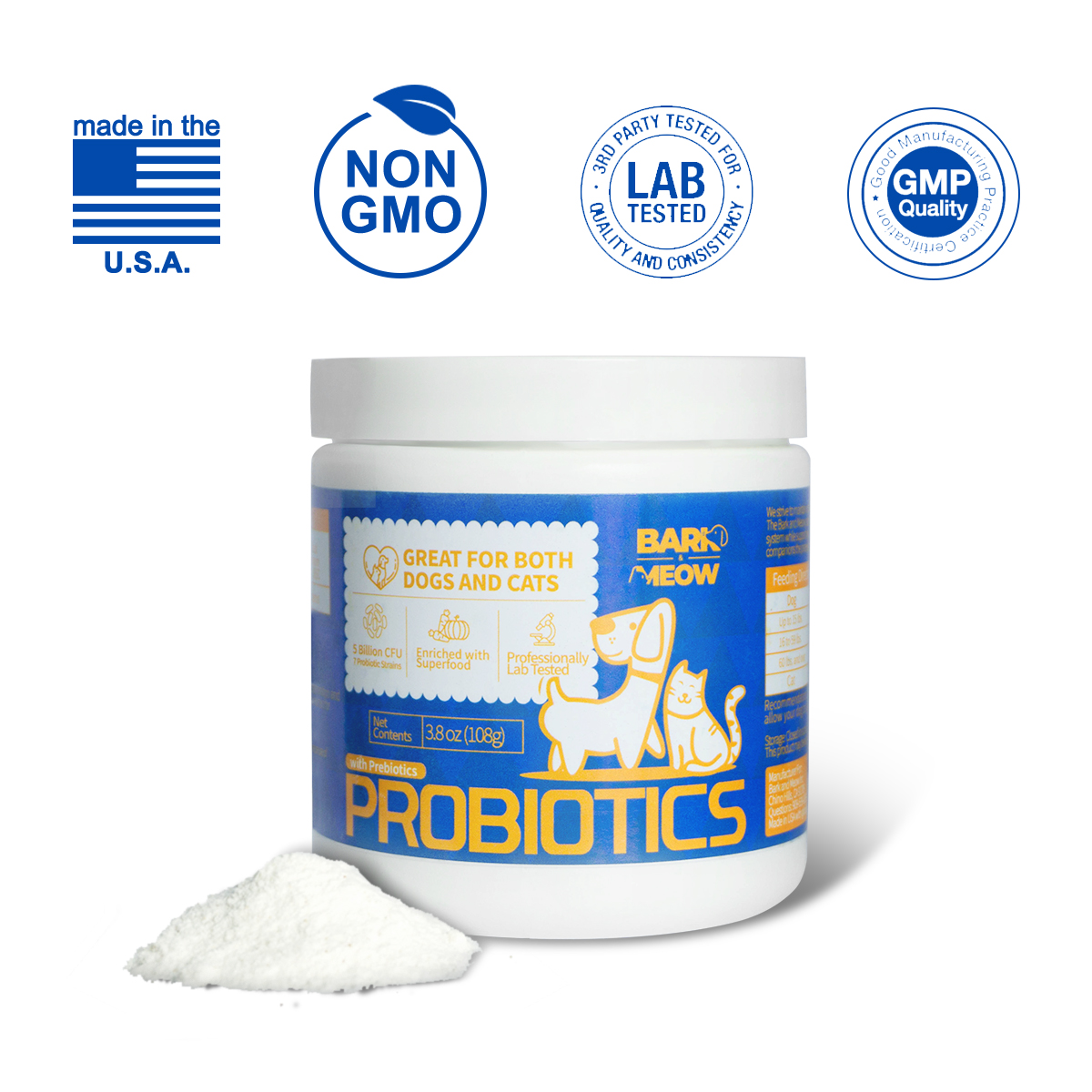 Bark And Meow Probiotics For Dogs & Cats 7 Tailored Strains