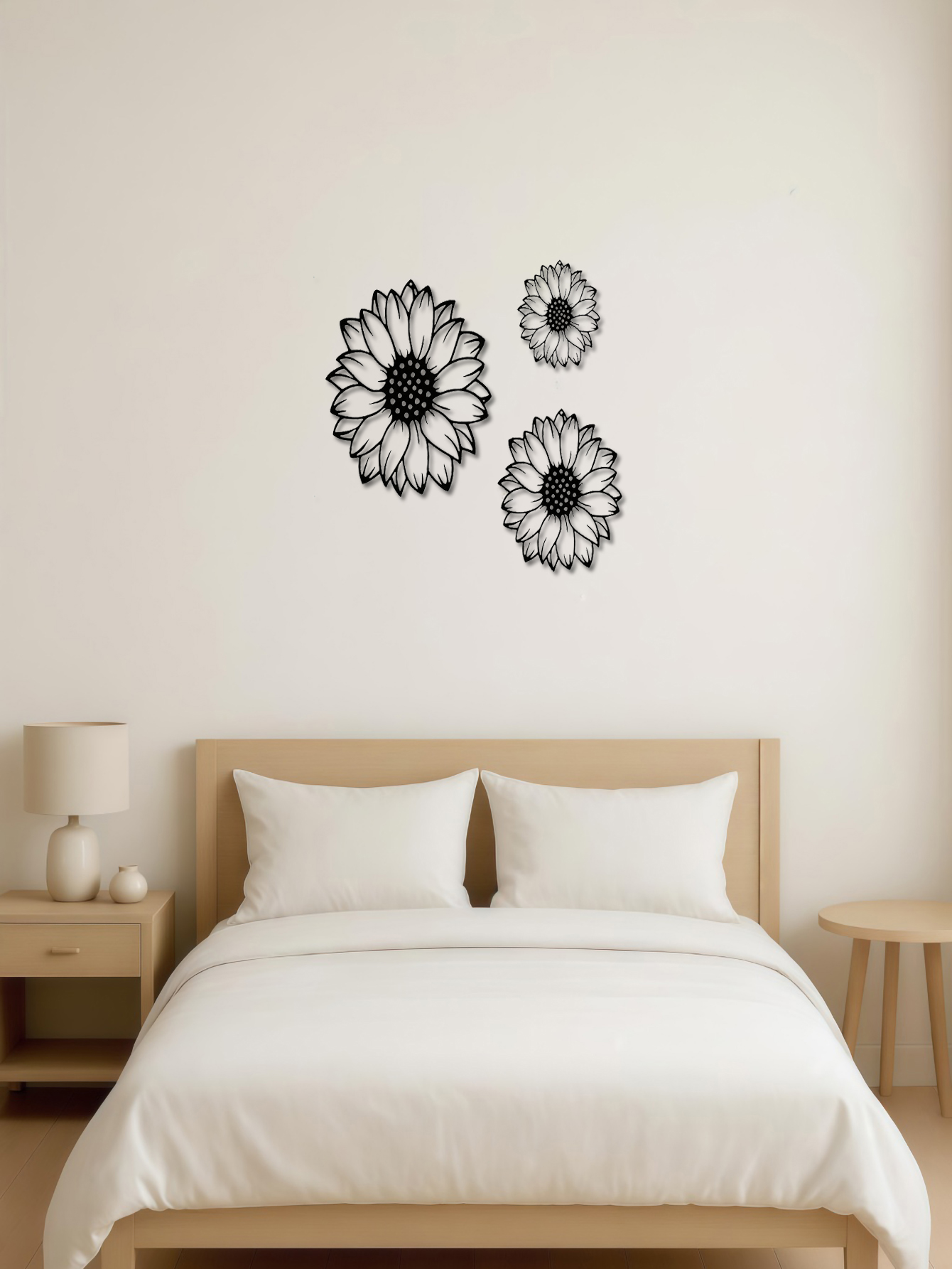 Sunflower Silhouette Pendants Set Of 3 Stunning Elegant Metal