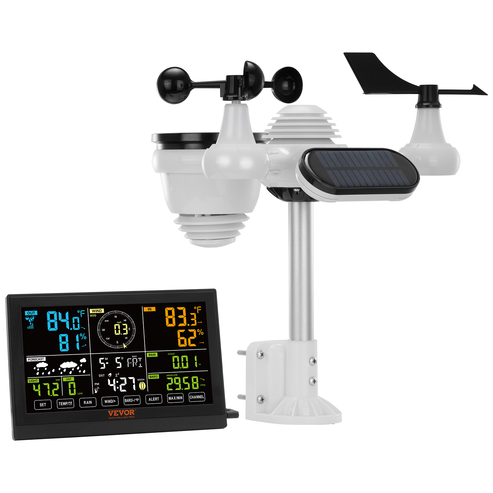 7 In 1 Wireless Weather Station, 7.5 In Large Color Display,
