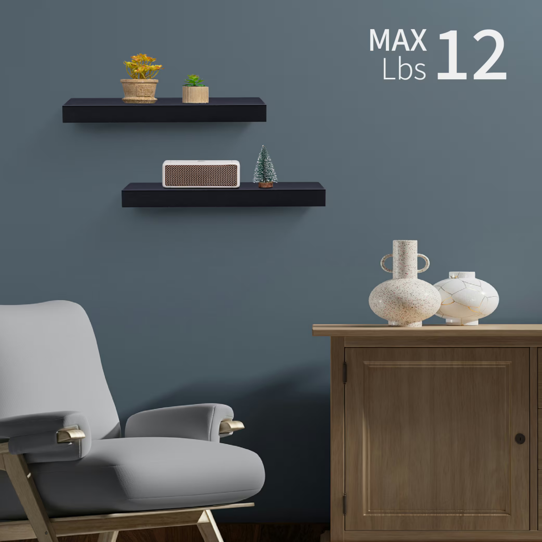 Wall-Mounted Wood Floating Shelf - 15 Inch