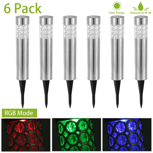 6 Pack Outdoor Solar Light Waterproof Rgb Garden Lamp Landscape