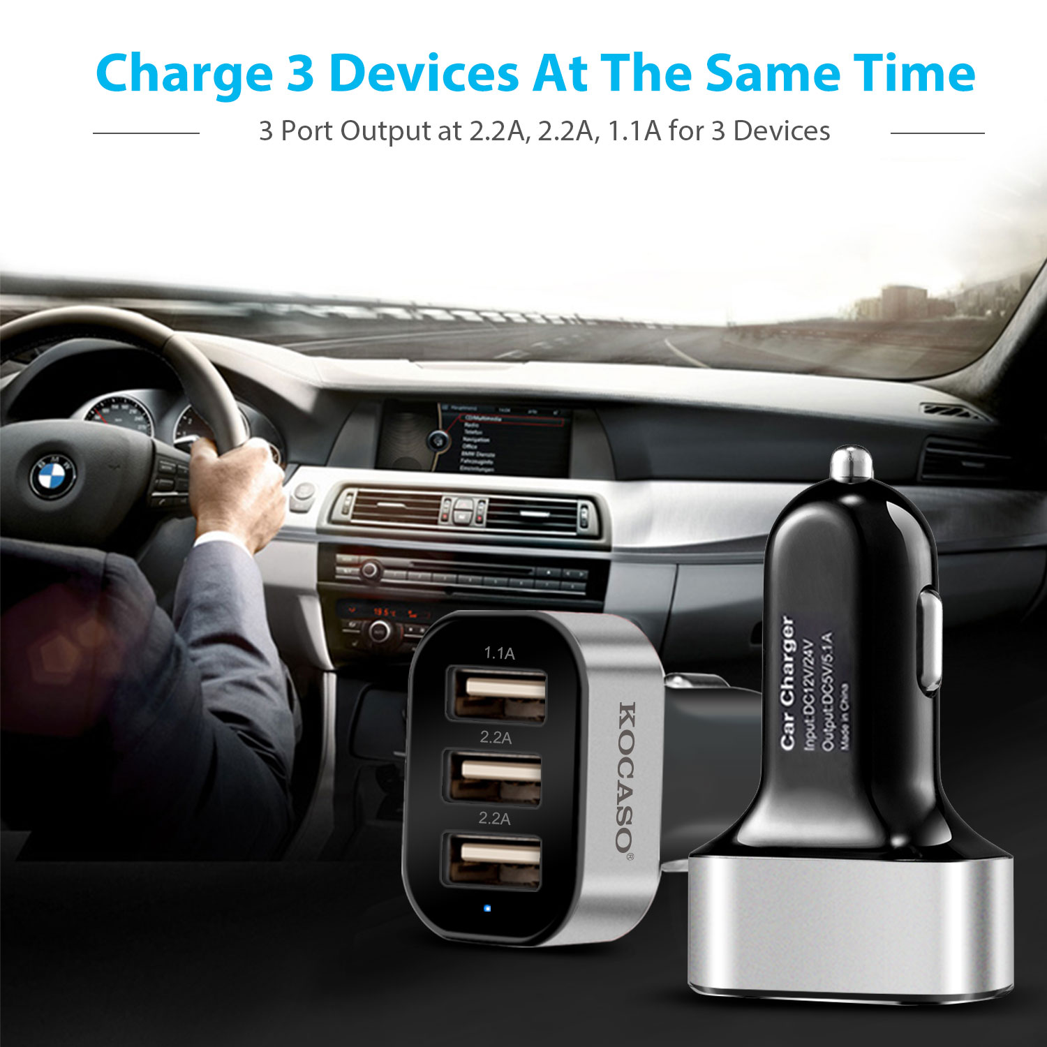 3port Usb Car Charger 30w 5.5a For Ios Phone 16 15 14 And More
