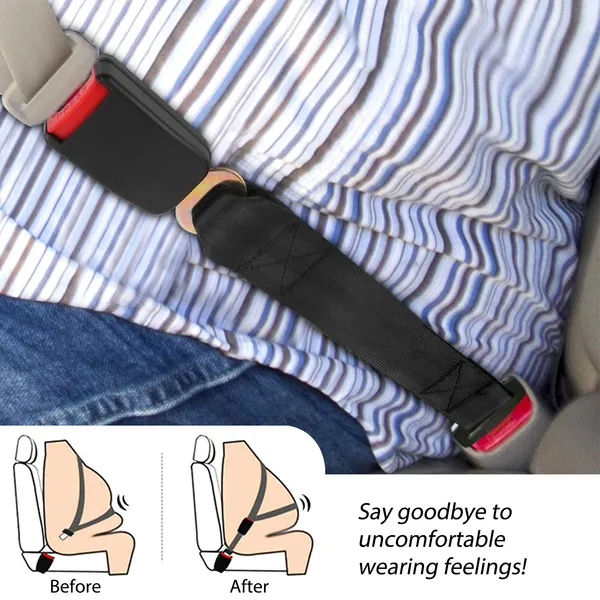 2pcs Car Seat Belt Extender 14.37in Buckle Tongue Webbing