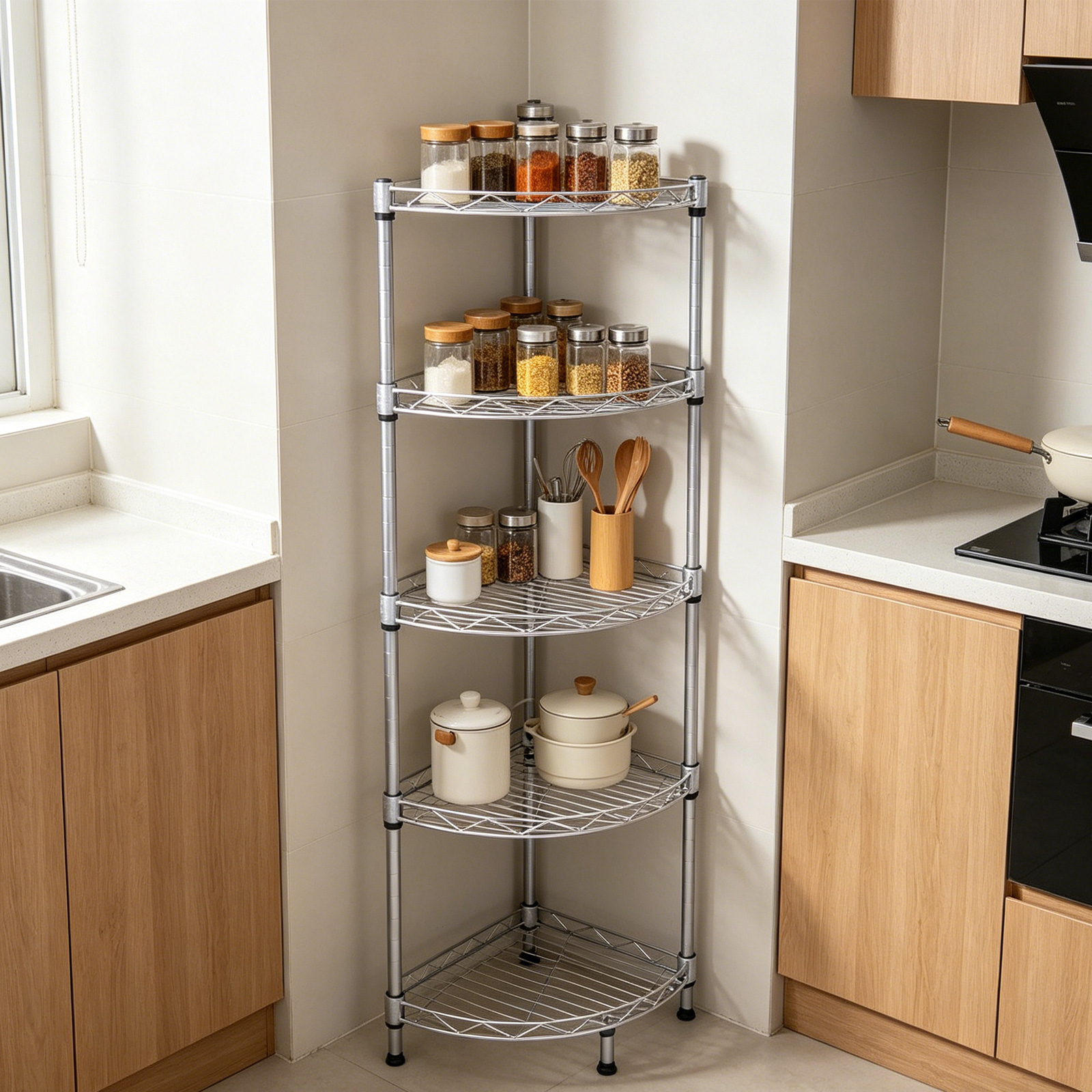 4tier Wire Shelving Rack Metal Storage Shelf Unit For Laundry