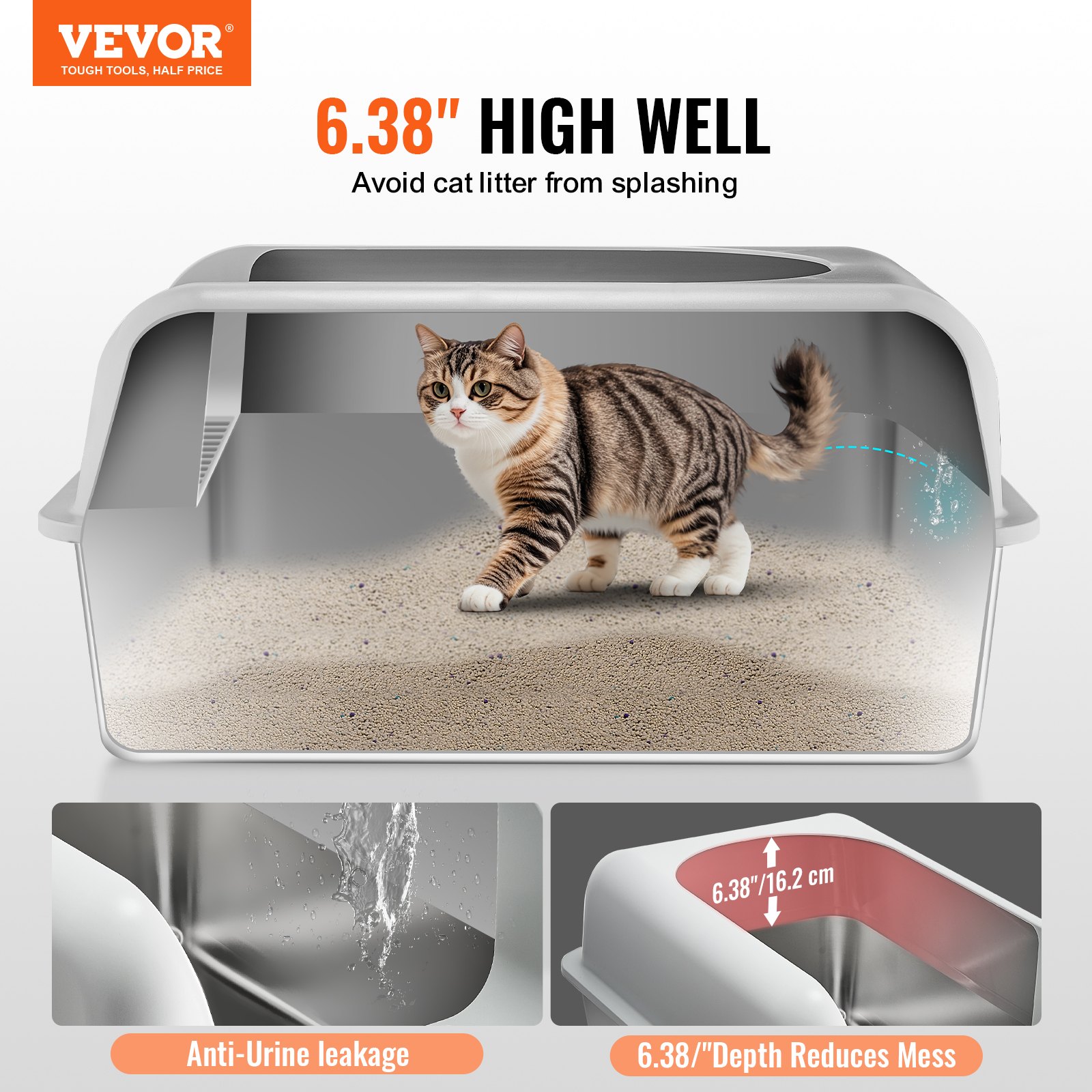 6 In Deep Cat Litter Box Odor Free Litter Box With Filtering
