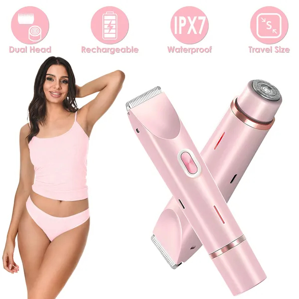 2 In 1 Bikini Trimmer For Women Dual Head Cordless Body Shaver