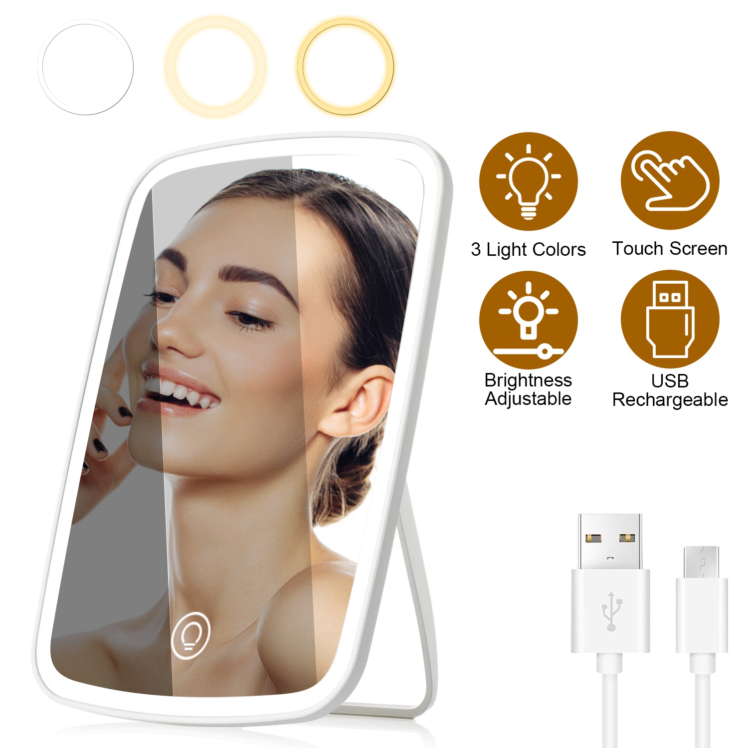 5.98x8.62in Lighted Makeup Mirror Vanity Desk Mirror Small Led