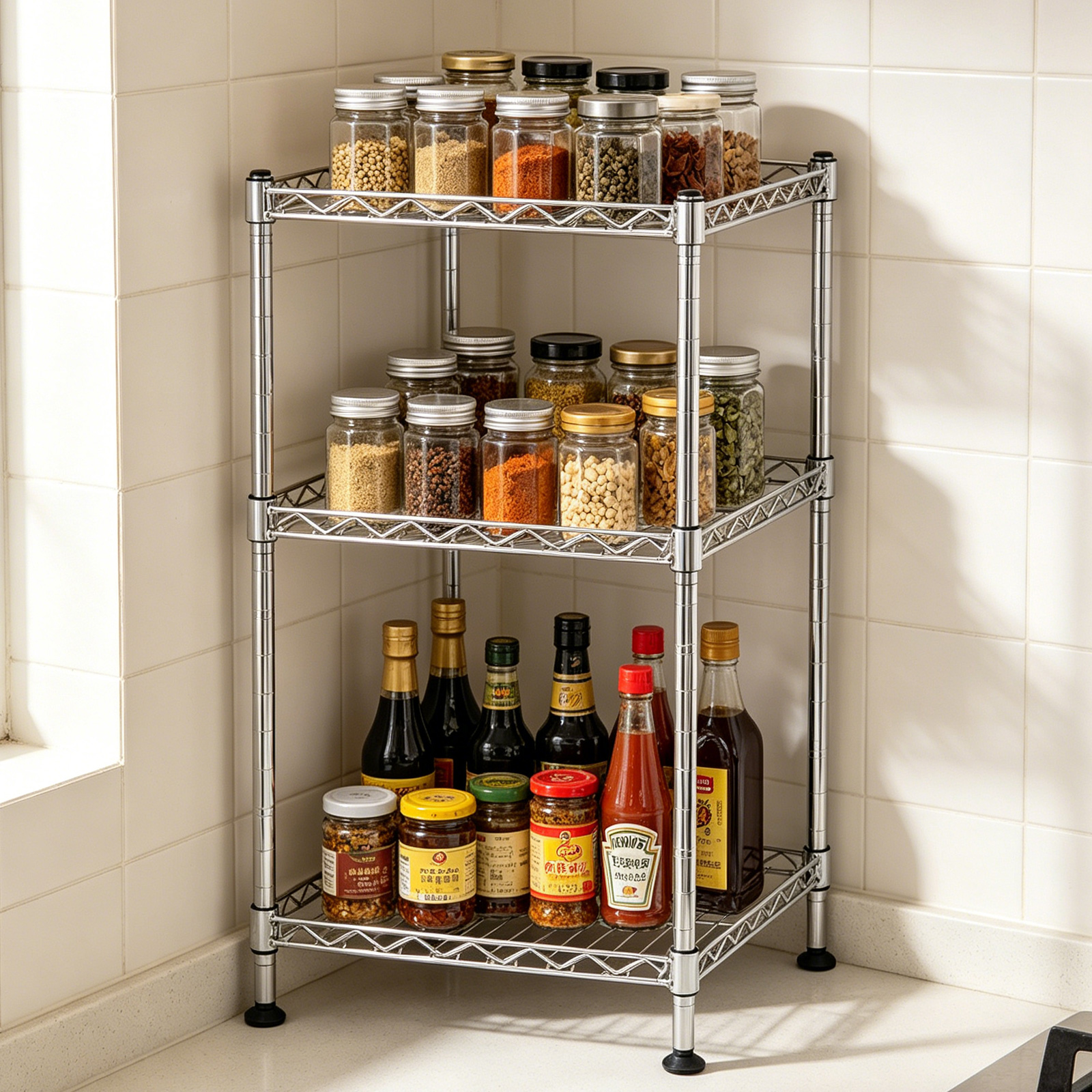 3tier Wire Shelving Rack Metal Storage Shelf Unit For Laundry