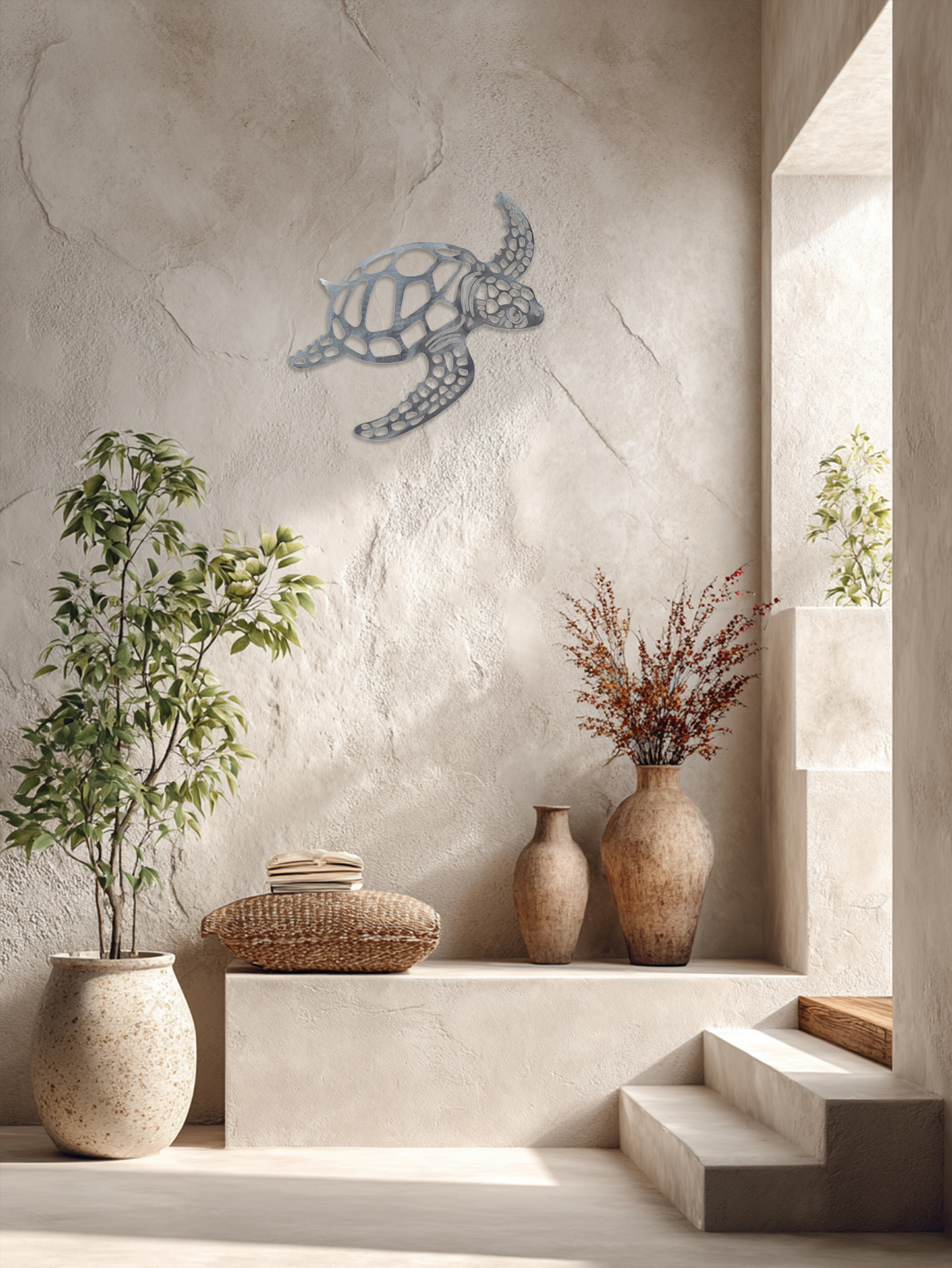 Rustic Sea Turtle Metal Wall Decor Coastal Beach House Bathroom