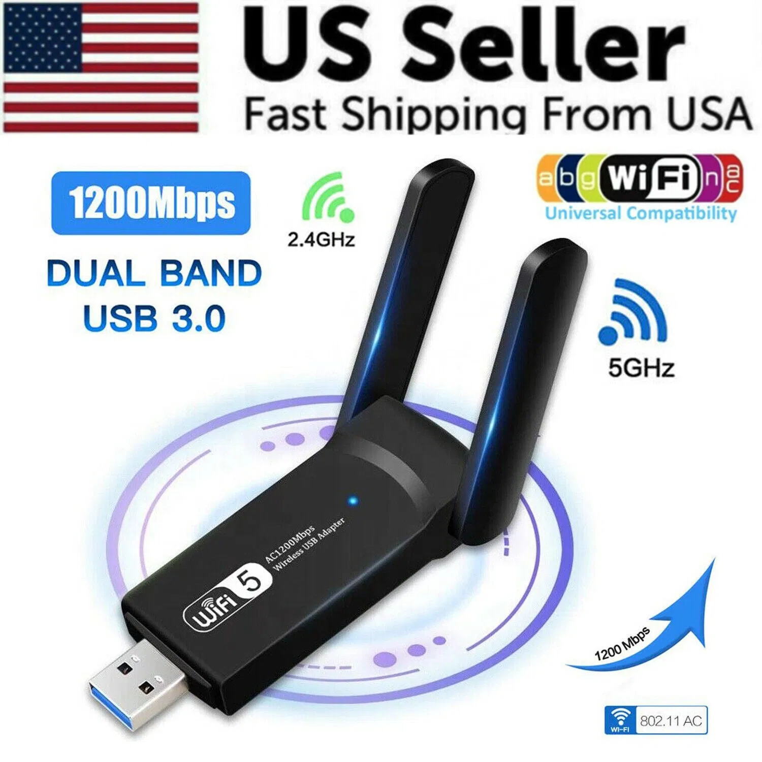 1200mbps Long Range Dual Band 5ghz Wireless Usb 3.0 Wifi