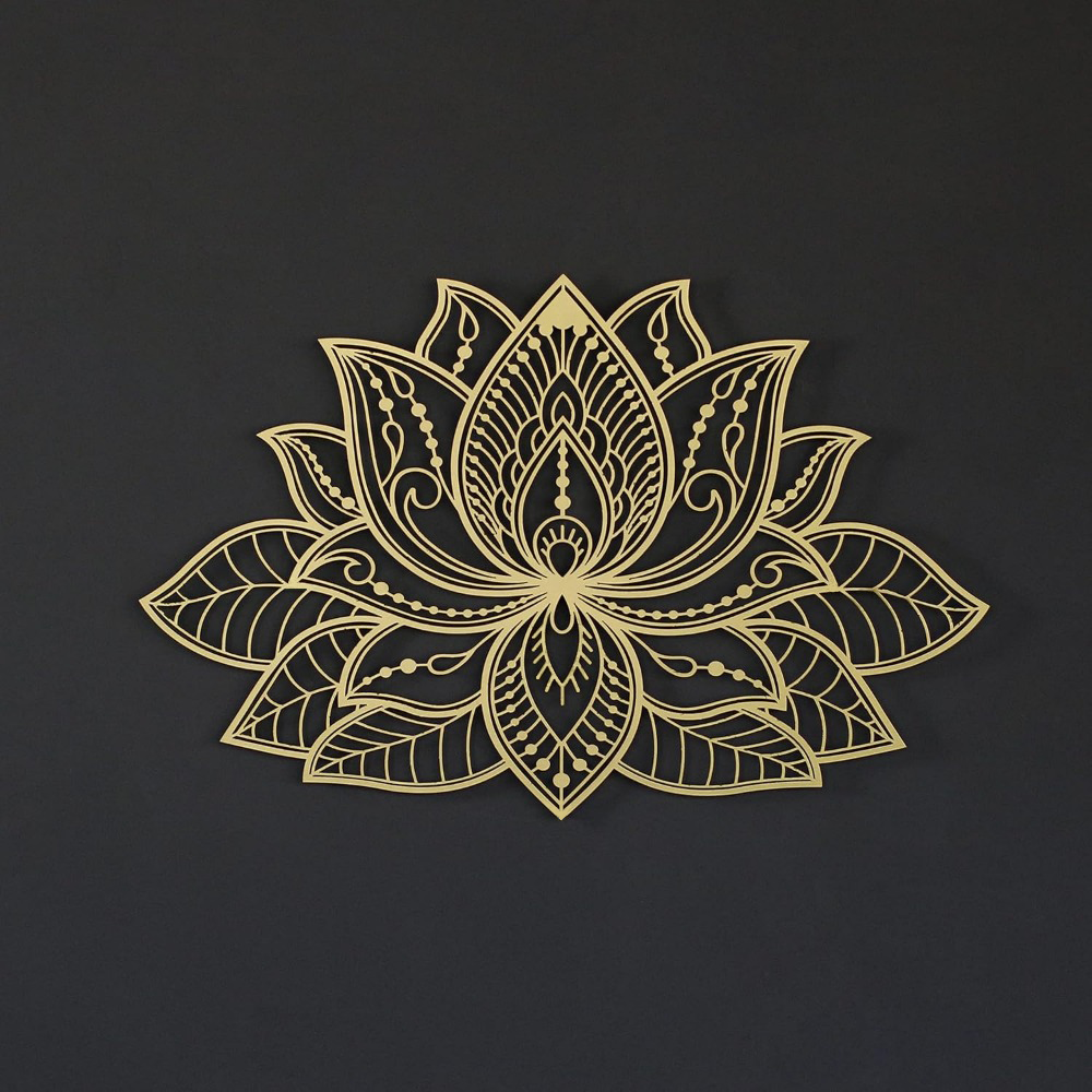 Radiant Lotus Mandala Metal Wall Art Zen Bohemian Decor For