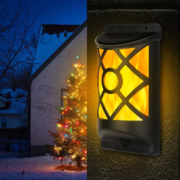 Flame Solar Lights Outdoor 96 Leds Waterproof Flickering Flame