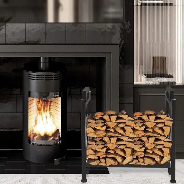 Wrought Iron Log Rack, Firewood Storage Holder, Heavy Duty Log