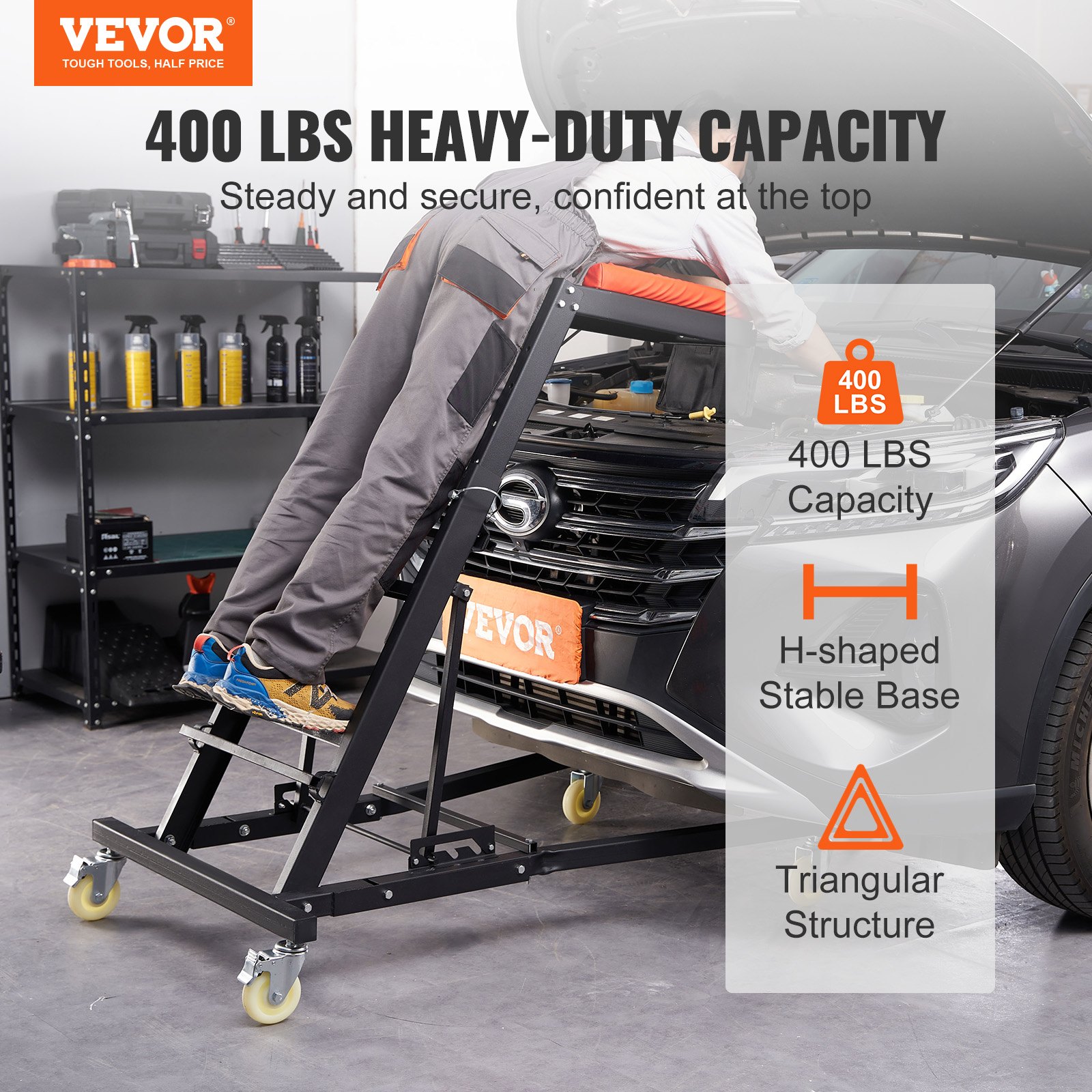 Automotive Top Creeper, Engine Creeper , 400 Lbs Capacity High