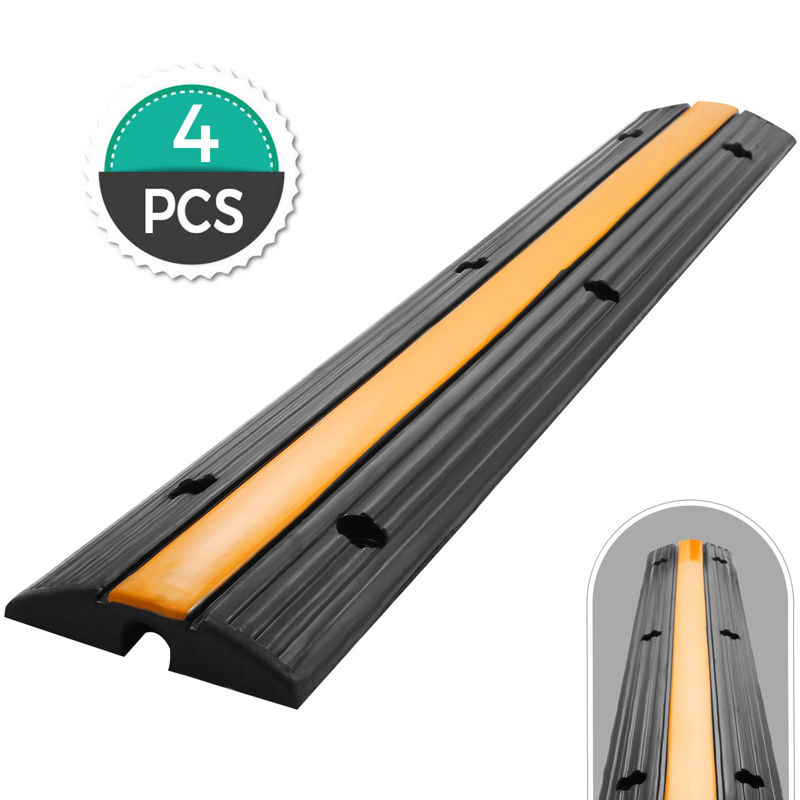 4 Pack Of 1 Channel Rubber Cable Protector Ramps Heavy Duty