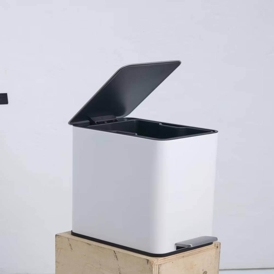 15l W, Stainless Steel Kitchen Trash Can, 15l, White