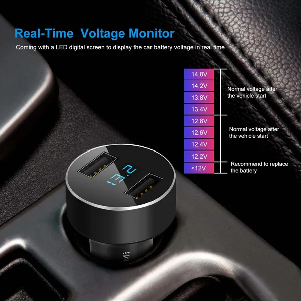 Dual Usb Car Charger Adapter Aluminum Alloy Fast Car Charging