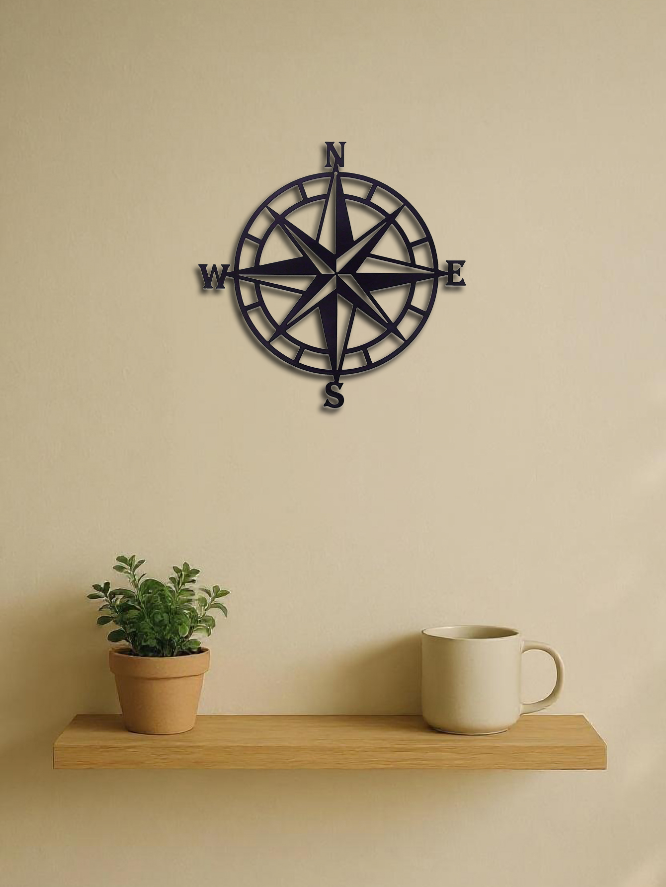 Nautical Compass Metal Wall Art Ocean Theme Decor Sailor Gift