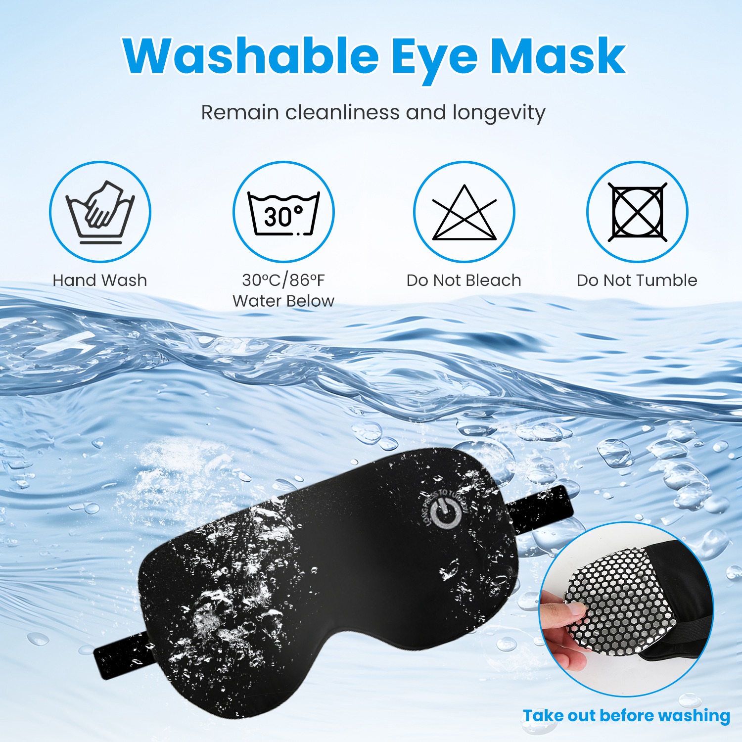 Cordless Heated Eye Mask Silk Sleep Eye Compress Mask For Dry
