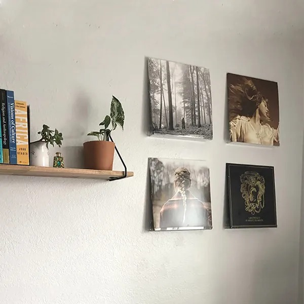 Clear Wall-Mounted Vinyl Record Shelf