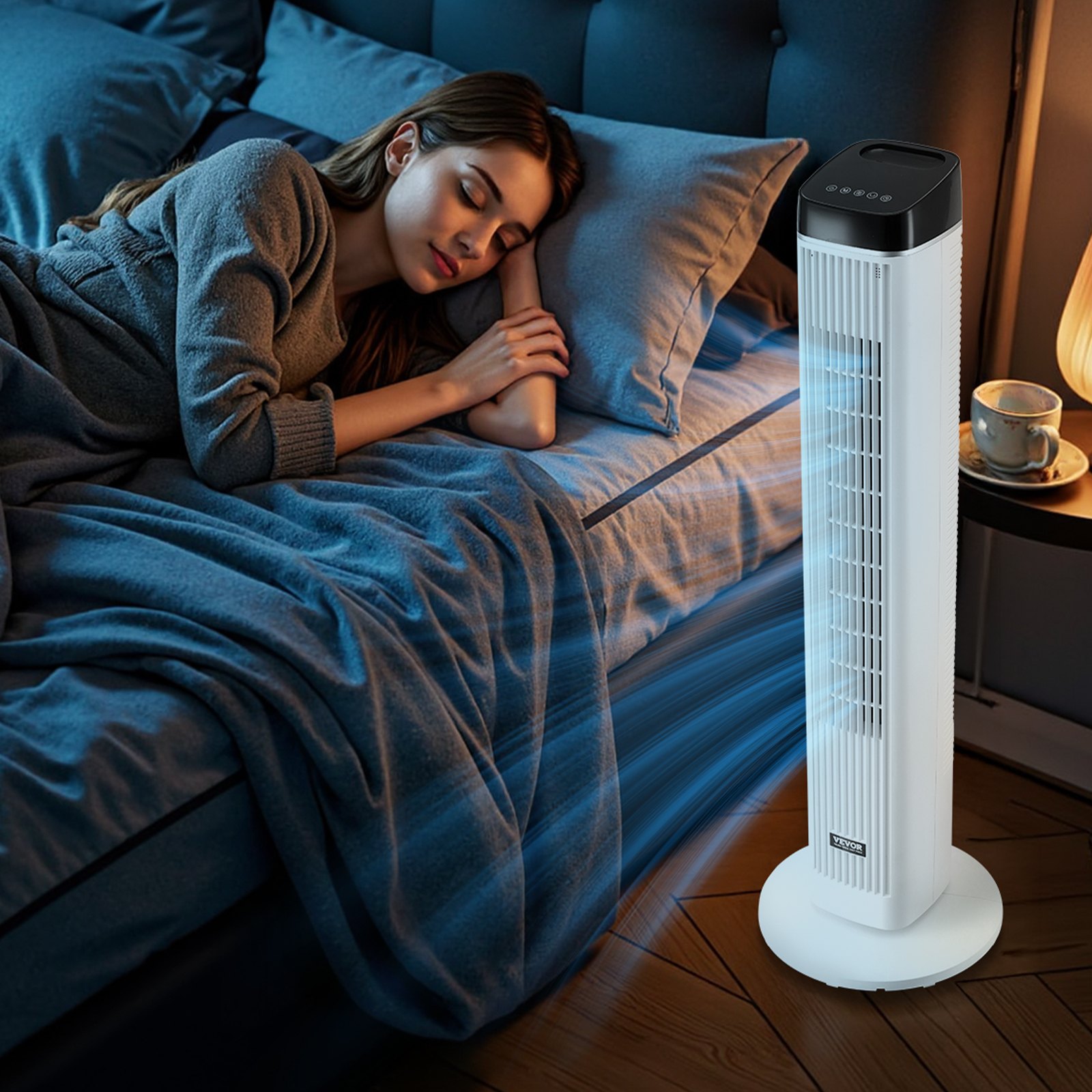 Oscillating Tower Fan 9h Timer High Velocity With Remote Control