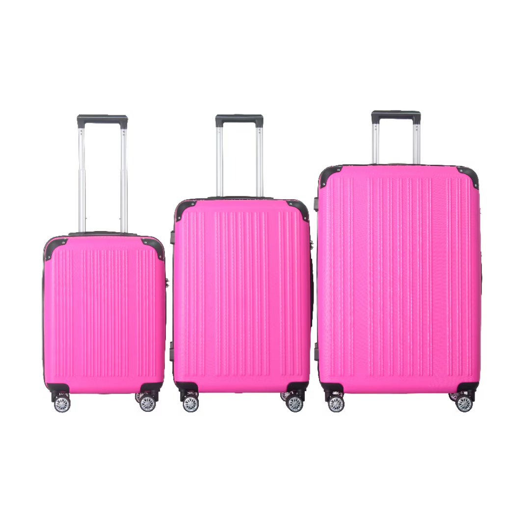 3 Piece Lightweight Abs Hardshell Luggage Set 20,24,26 In Honey