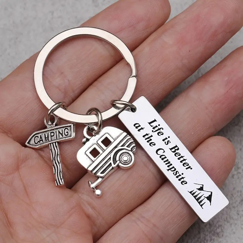 4pcs Camping Site Life Is Better Keychain, Rv Camping Trailer