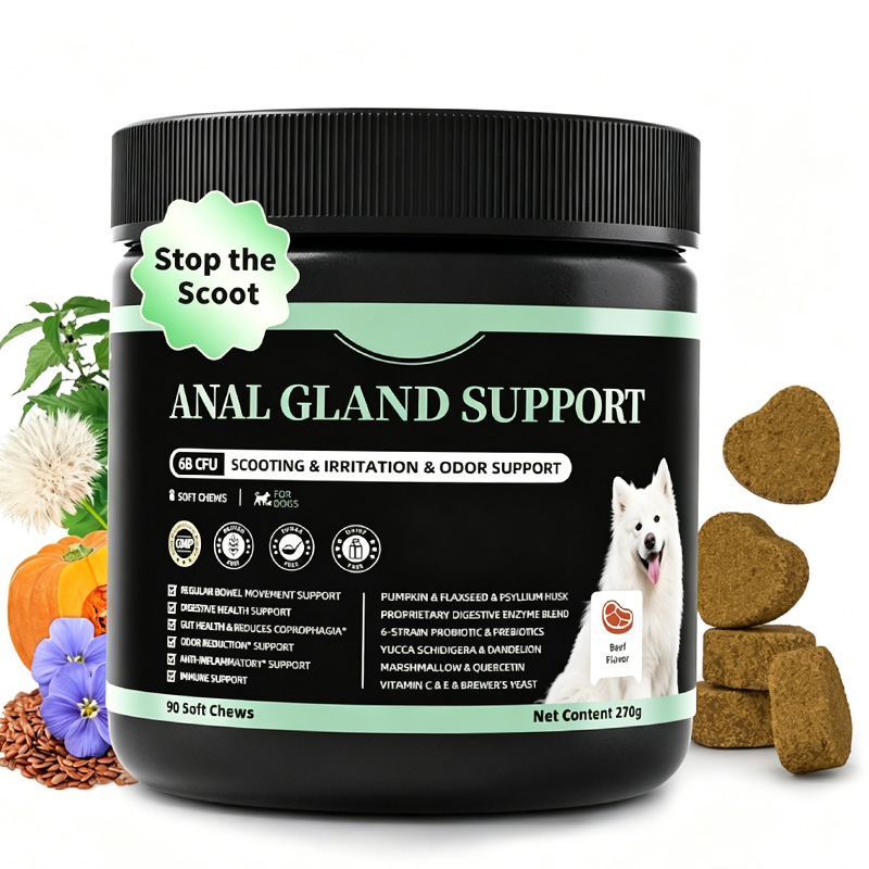 Dog Probiotics Digestive Enzymes,Pumpkin Fiber Chews For Gut