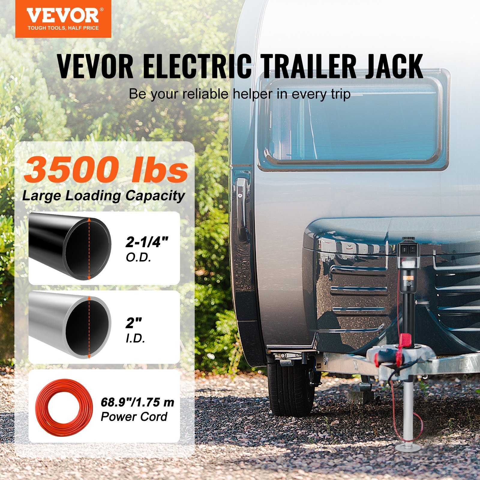 Electric Trailer Jack, Power Tongue Jack Weight Capacity 3500