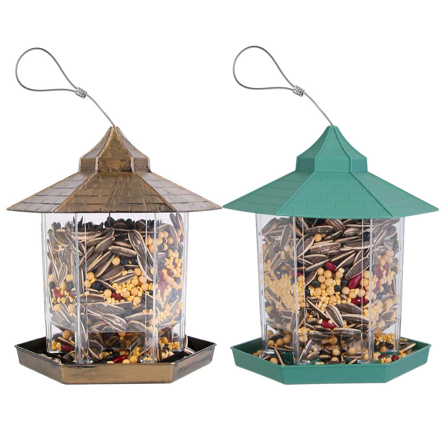 Hanging Gazebo Wild Bird Feeder Outdoor Bird Seed Station With