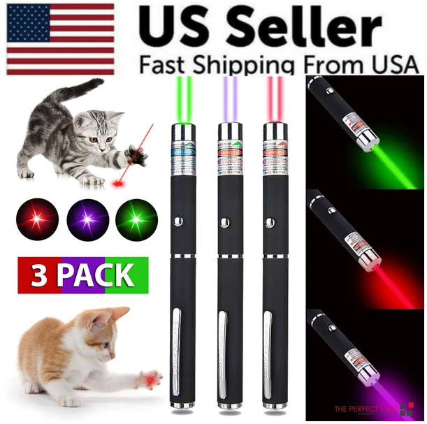 3 Packs 900mile Laser Pointer Pen Green Blue Red Light Visible