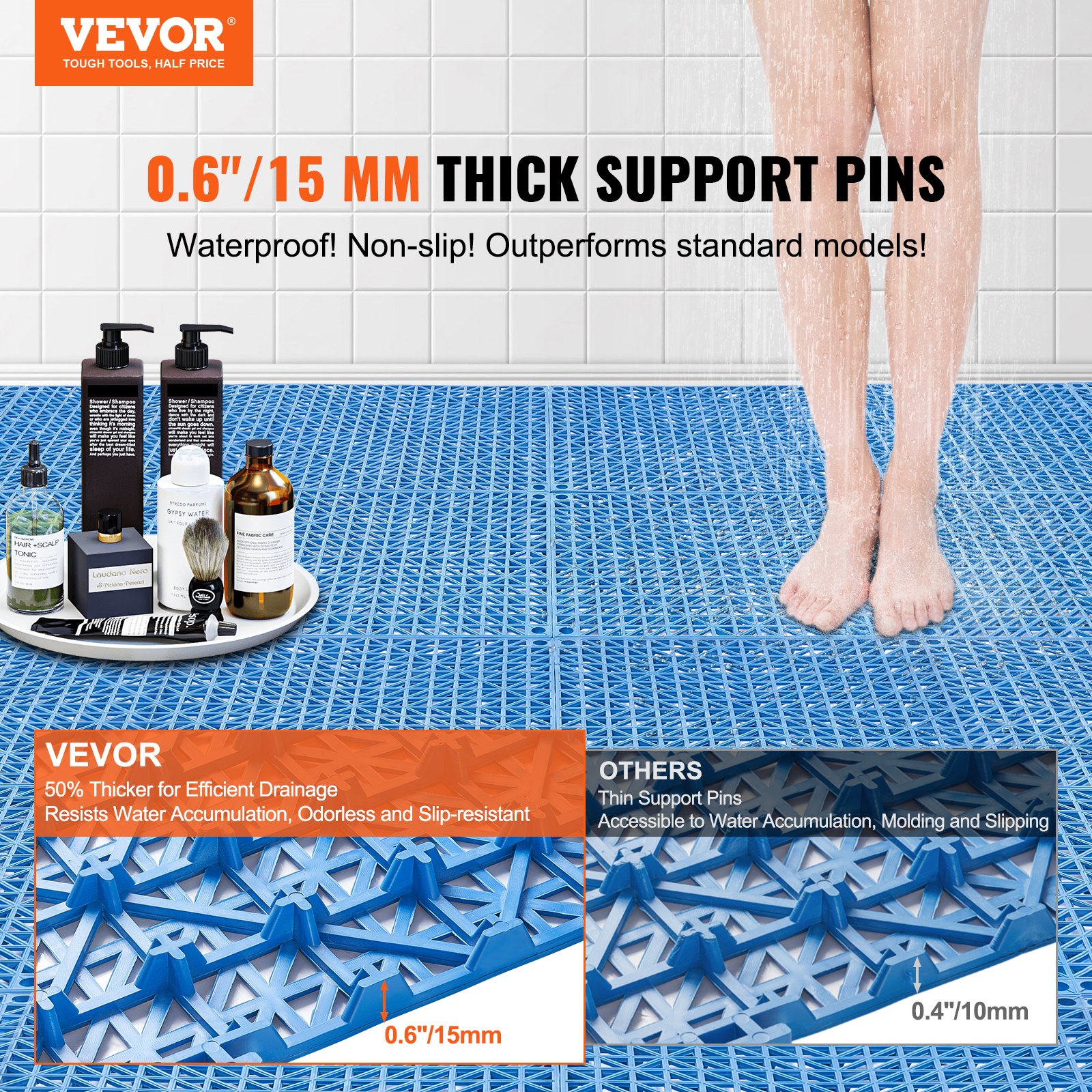 Interlocking Tile 50pcs Blue, Drainage Tiles Splicing, Pvc