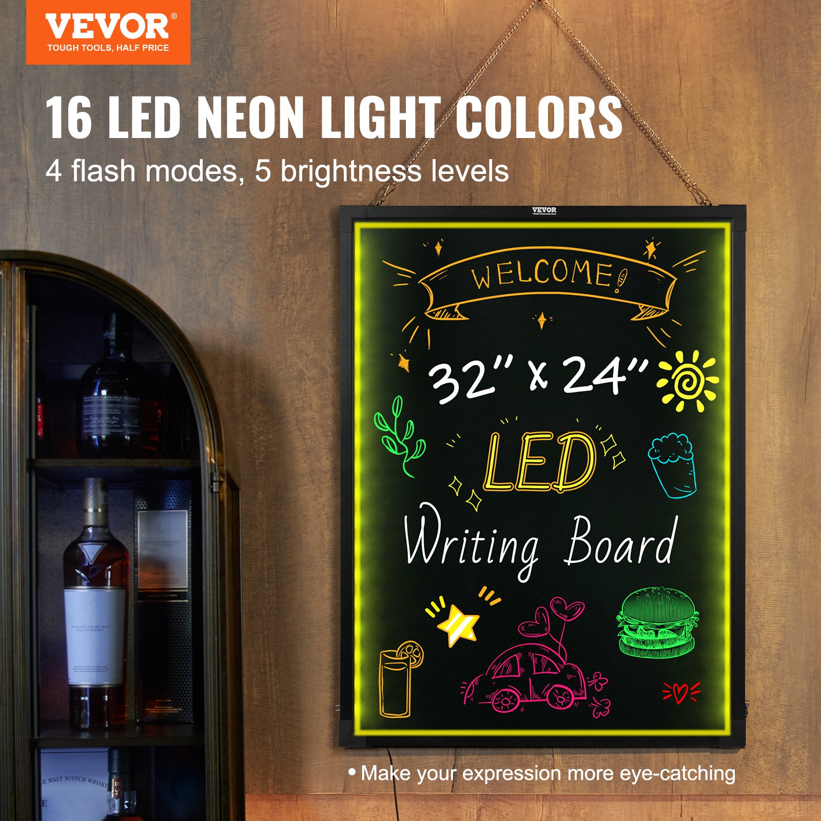 Led Message Writing Board, Illuminated Erasable Lighted