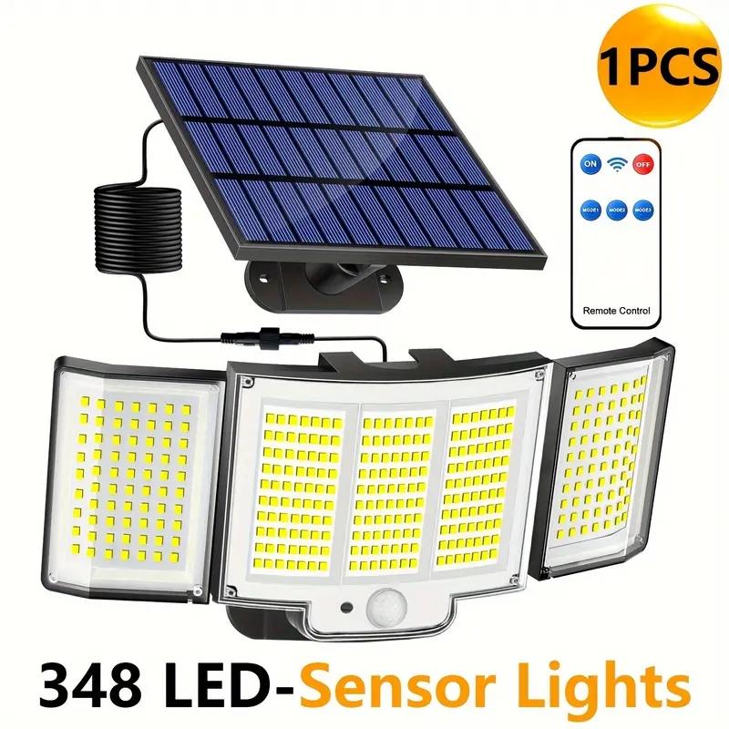 1 Pack Outdoor Solar Light 348 Led Motion Sensor Light With