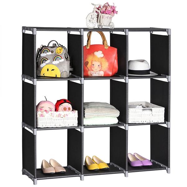 3 Layer 9 Grid Storage Rack Black