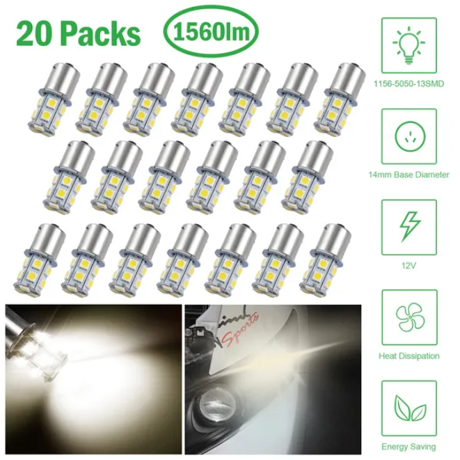 20pcs 12v Car Light Bulbs 4500k 14mm Aluminum Alloy Turn Signal