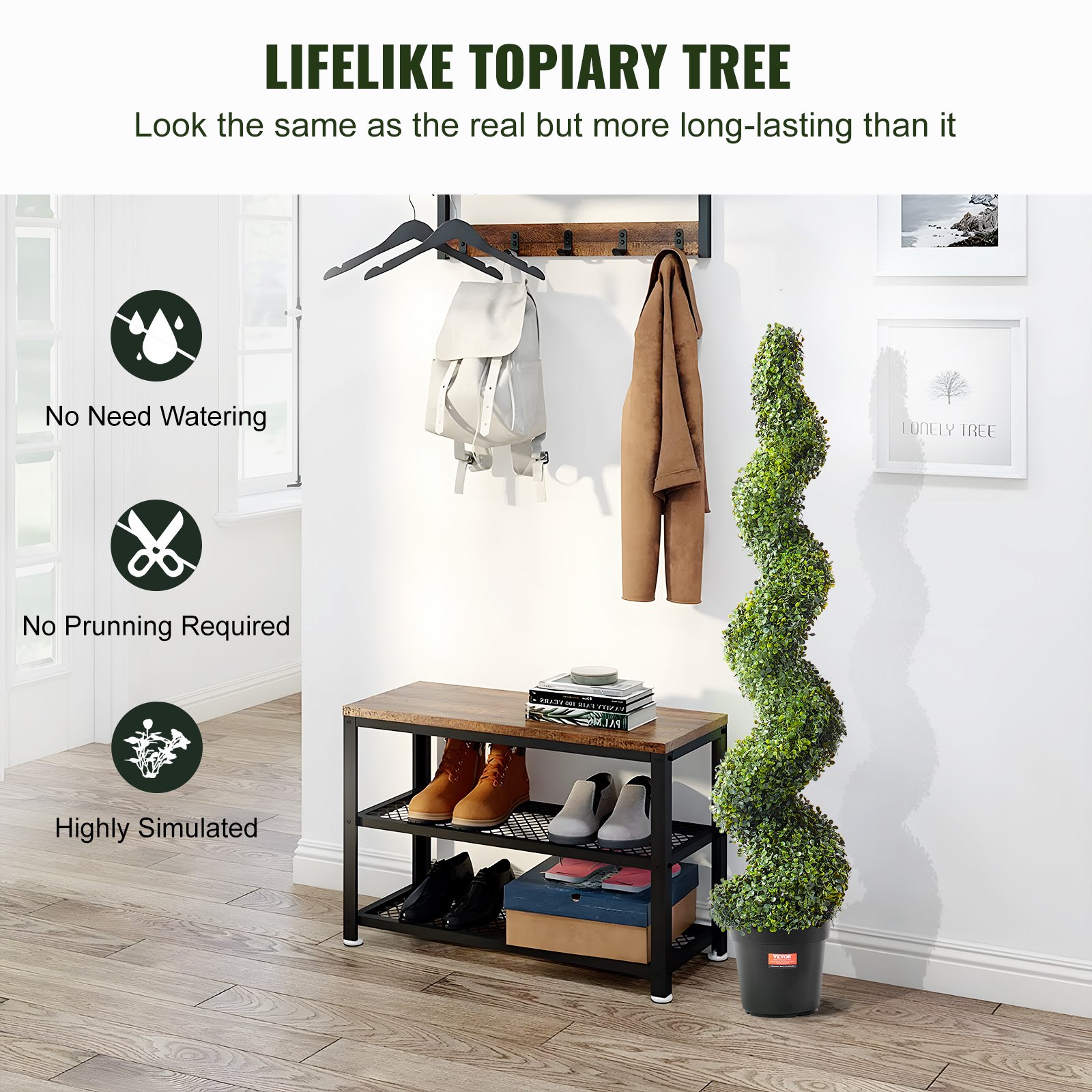 2 Pack 5' Artificial Boxwood Topiary Tree Faux Plant Uv Decor