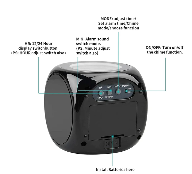 Led Projection Alarm Clock Digital Lcd Display Voice Talking