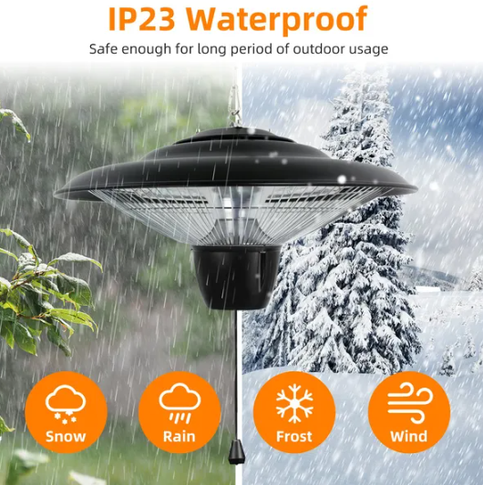 1500w Outdoor Hanging Patio Heater Ultra Quiet Electric Heating